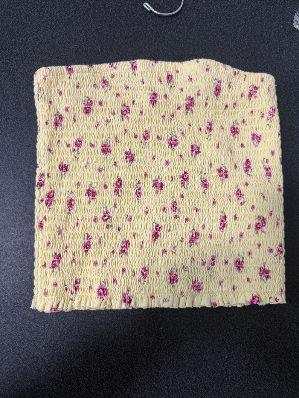 Garage Yellow Floral Smocked Tube Top with Pink Roses